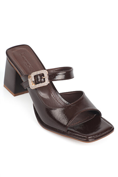Capone Outfitters Monika Blunt Toe Medium Heeled Stone Buckle Women's Slippers