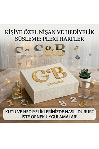 Eksen 1 adet Kişiye Özel Yapışkanlı Aynalı Pleksi Harf-Rakam 8-10 cm/0.8 mm K...