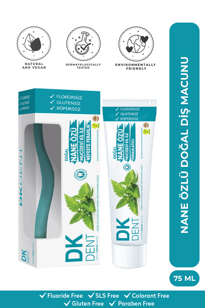 DKDENT Nane Özlü Florürsüz Vegan Yetişkin Diş Macunu (Fırçalı)75 ml