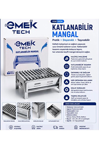 PİNK İTHALAT EMEKTECH Katlanır Mangal (ÖZEL KUTUSU VARDIR)