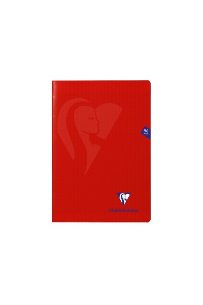 Clairefontaine Caiet A4, capsat, 48 de foi, copertă PP, liniat francez, roșu