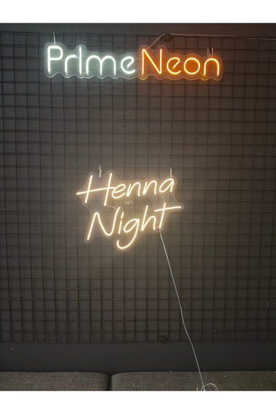 Prime Neon Henna Night Neon Tabela Kına Gecesi Neon Tabela 50x40 cm Adaptör D...