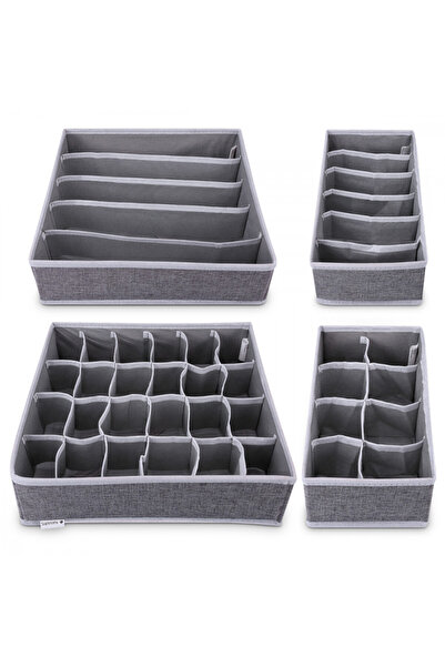 Navaris Set de 4 cutii pentru depozitarea hainelor, gri, 49051.04
