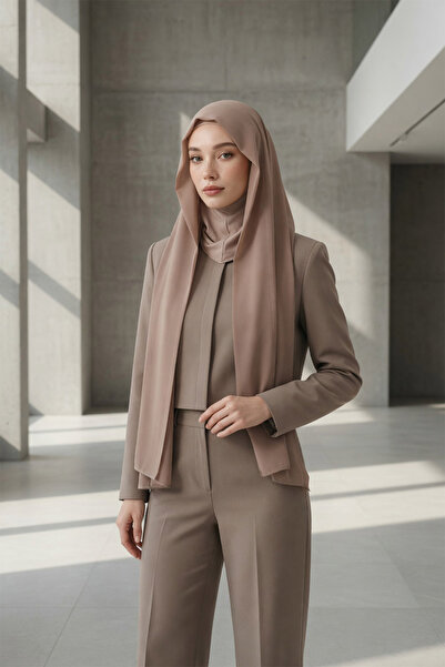 Aisha's Design Πρακτικό σάλι από σιφόν με μπόνε, σκούρο βιζόν, PS-46