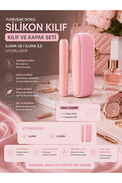 Zigver Iqos Iluma Modeli Için Silikon Kılıf Seti Pink(TEREA ILE ÇALIŞAN CİHAZ...