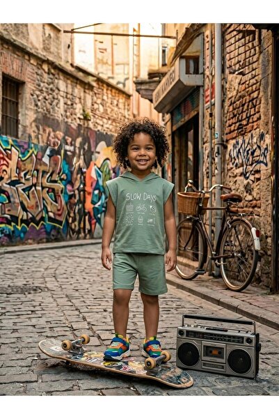 babykugu Unisex Bebek Çocuk Oversize Şortlu Takım
