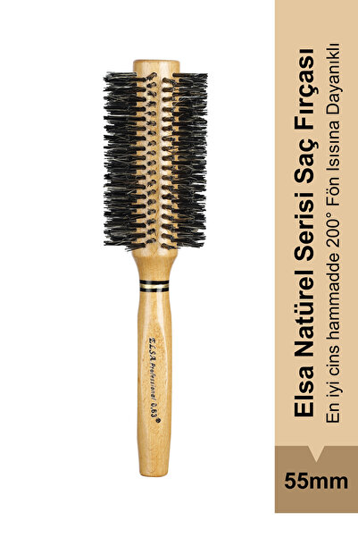Elsa Fırça Perie profesională pentru păr natural de 0,63 mm, 55 mm – Perie pr...