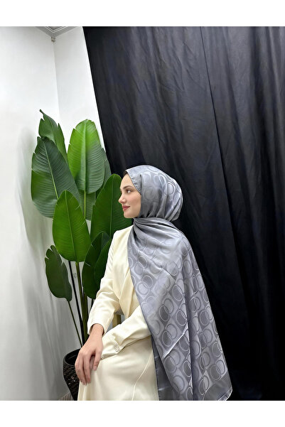 Sade Scarfs Halka Desen Pamuk Jakar ŞAL Gri