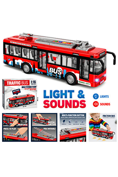 Kdhome Autobuz Calatori KidProtect City Joy, Scara 1:16, Super Realist, Sunet...