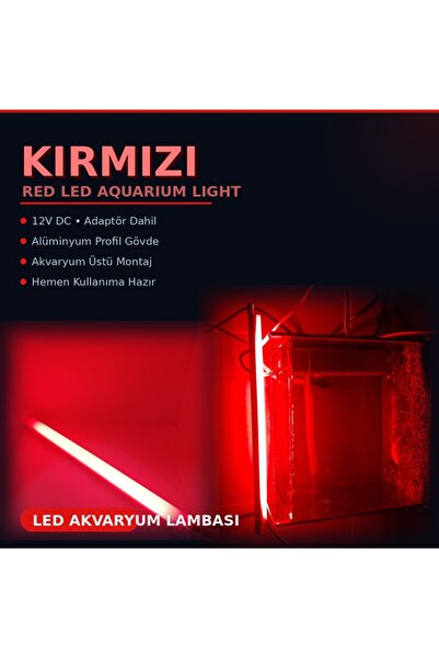 bidevre Akvaryum Ve Araç Içi Led Aydınlatma, 25 Cm, Kırmızı, 12 Volt Adaptör ...
