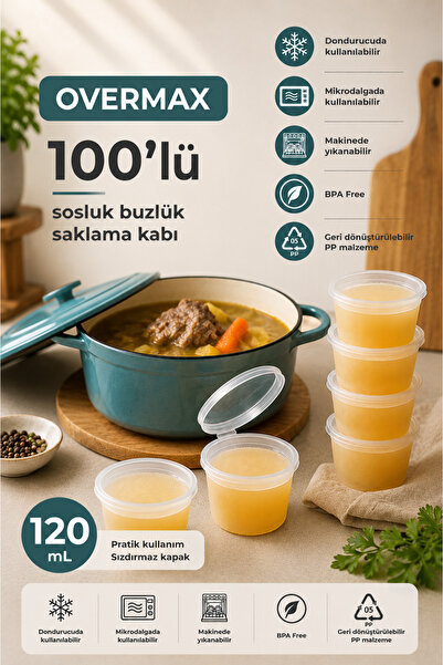 OVERMAX 100 قطعة من حاويات التخزين سعة 120 مل مع أغطية مقاومة للتسرب |   حاوي...