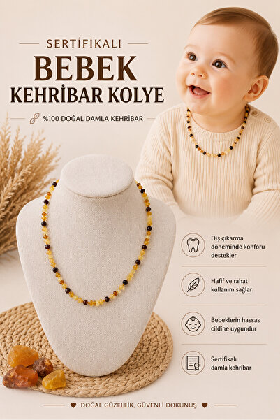 Saff Doğal Taş Baby Amber Necklace