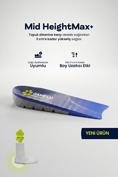 GAMELU PROTECT 2.5 CM Mid HeightMax+ Boy Uzatıcı Tabanlık , Jel Topukluk, Top...