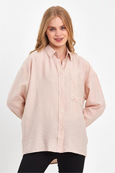 VENA Women's Tina Oversize Krinkle Shirt - Stone