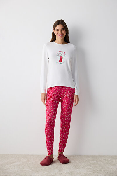 Penti Tricou alb Bloom, top de pijama