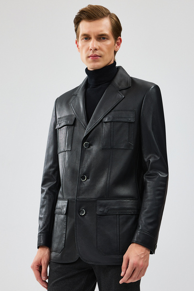 Derimod Kevin Erkek Siyah Blazer Deri Ceket 21WGD6405U4