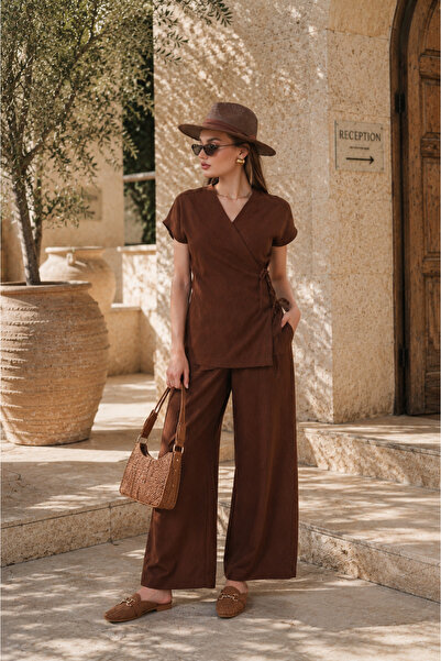 ŞİMAL Women's Side Tie Detailed Sofia Linen Set 260106 -