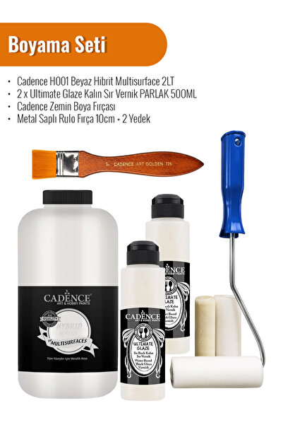 Cadence Boya Modahobi Cadence 2 Litre Beyaz Boya + 1 Litre Ultimate Kalın Sır...