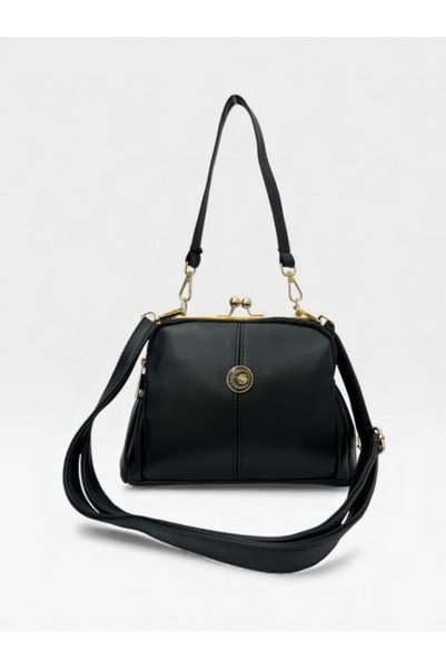 Ayax Black Women's Scholarship 4-Compartment Adjustable Cross Strap Soft Faux Leather Shoulder and Crossbody Bag