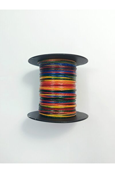 Eskişehir hobi sanat 50 Metre 1 Mm Mumlu Ip Multicolor Pastel Renk Saraç Deri...