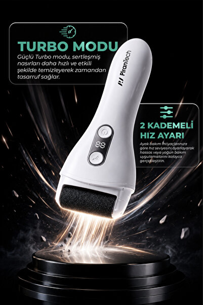PiranTech BCM-1138T LED Ekran Göstergeli Turbo Modlu Su Geçirmez Ayak Bakım Törpü Makinesi