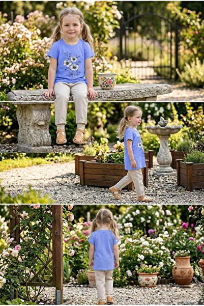 meyastore Girl's T-Shirt Floral Printed