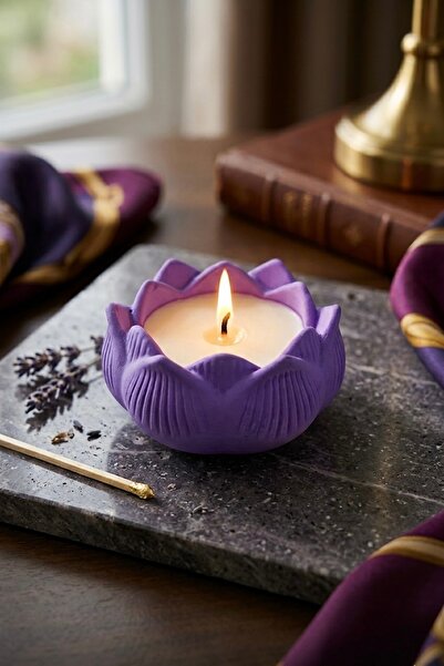 Lumiarte Vanilya Kokulu Çiçek ( Lotus ) Kase Mum 130 gr (Harç Döküm)
