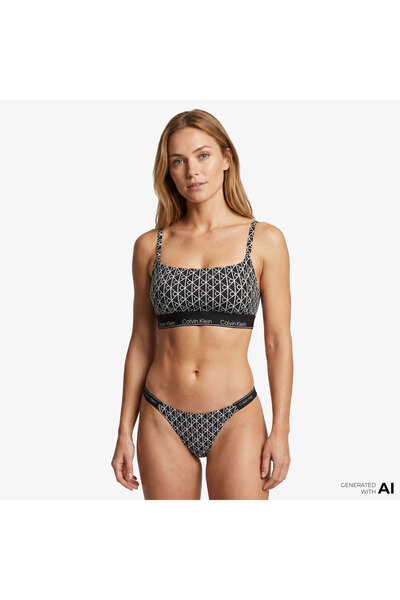 Calvin Klein Square Neck Spor Sütyenilette Kadın Siyah Bikini Üstü
