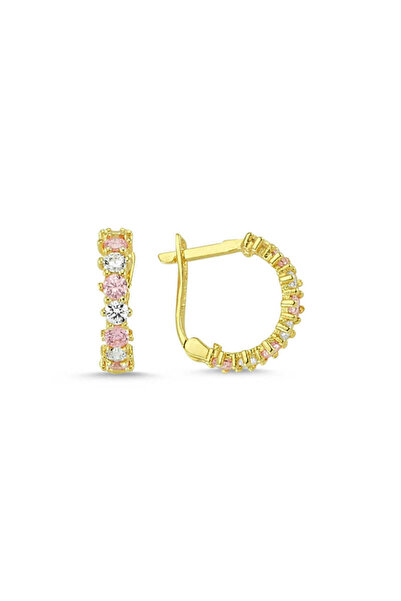 Sembol Gold Altın Çocuk Küpe 14 Ayar J Model Taşlı