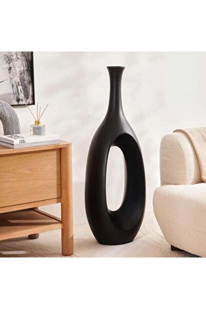 PAN HOME Athena Fibre Glass Hollow Vase 28x39x111cm- Black
