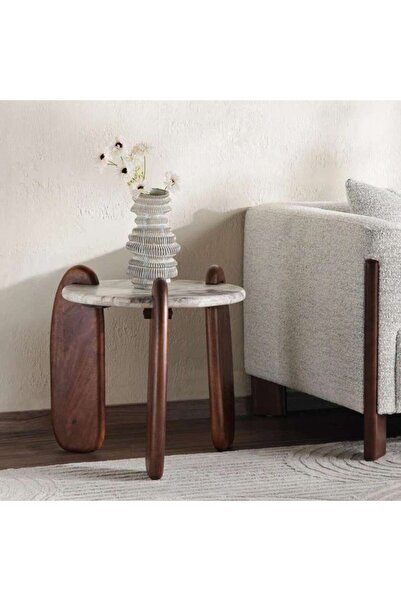 PAN HOME Claremont End Table Marble - White & Light Brown