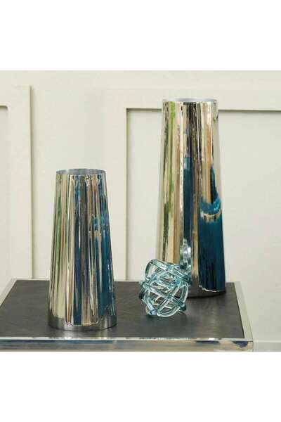 PAN HOME Bijou Steel Vase 13x13x30cm-silver