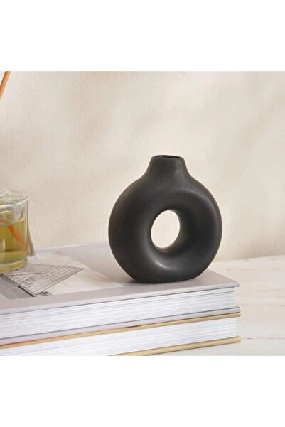 PAN HOME Austin Ceramic Donut Vase 8.9x2.5x10cm - Black