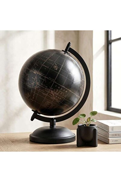 PAN HOME أوبيري كرة أرضية مكتبية من البولي فينيل كلوريد مقاس 16x14x21 سم - أسود