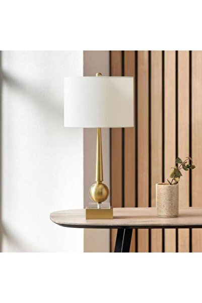 PAN HOME مصباح طاولة معدني من بيتان E27 مقاس 33×72 سم - نحاس عتيق