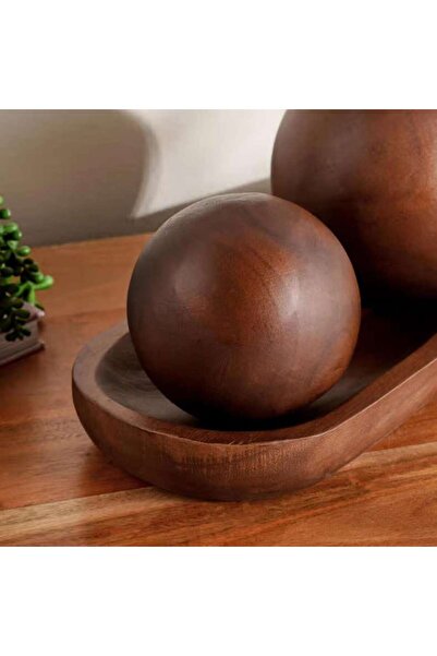 PAN HOME Almond Wood Decor Ball Dia12cm - Brown