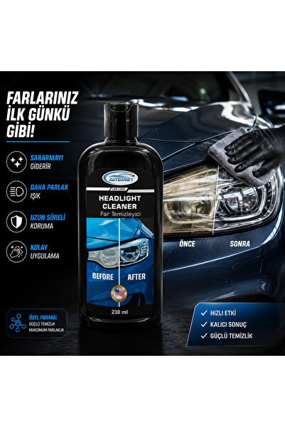AUTOAND1 Far Temizleyici & Parlatıcı 230 ml – Sararma Giderici Far Yenileyici