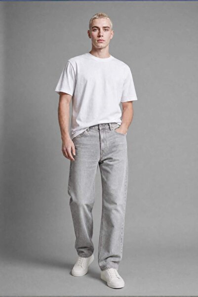 DeFacto Pantaloni din denim gri deschis, cu talie înaltă, croială largă I1566...