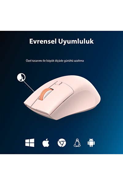 Philips SPK7528 Kablosuz Bluetooth 1600DPI 5 Tuşlu Sessiz Optik Mouse Pembe