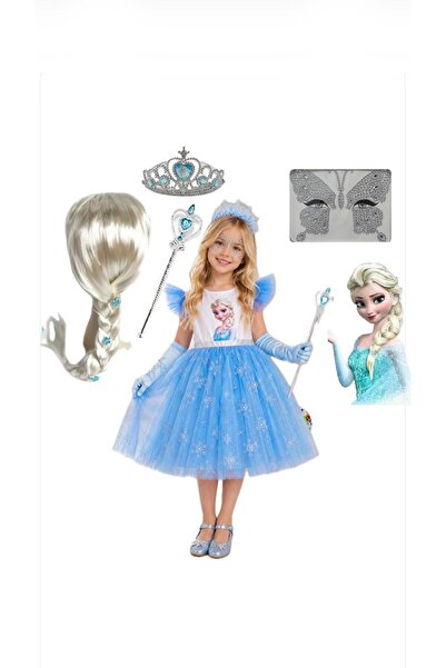 3b kids Rochie costum Elsa Anna Frozen + perucă Elsa + coroană Elsa - set bag...