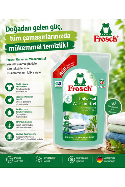 Frosch Universal Waschmittel Çamaşır Deterjanı 1,44 L 24 Yıkama Hassas ve Ren...