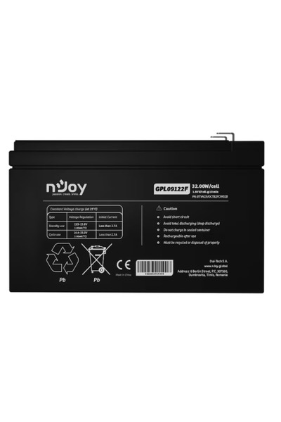 nJoy Baterie 12V VRLA GPL09122F – plumb-acid sigilată, pentru UPS și sisteme ...