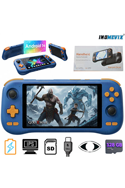 INOMEVIX Consolă de jocuri Android 14, IPS 5.5”, Octa-Core, 6GB RAM, 128GB, p...