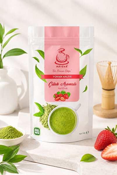 Karadeniz Matcha Strawberry Matcha Çilek Aromalı Matcha 50 Gram