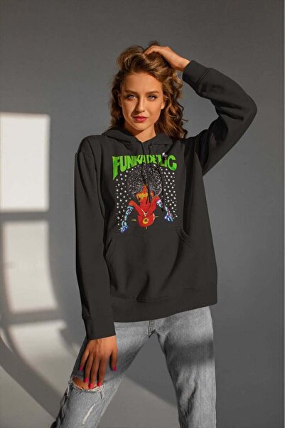 buzagi tasarım ürünleri Funkadelic Digital Print Hooded Unisex Sweatshirt