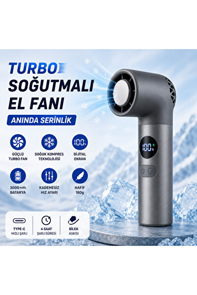 SMAYLİNG Soğuk Kompres Özellikli Şarjlı El Vantilatörü, 3000 mAh Bataryalı, D...
