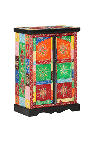 Concept Servantă pictată manual cu uși 53x30x75 cm, lemn masiv de mango