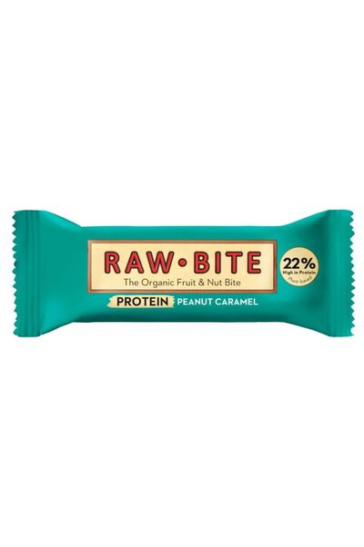 raw bites Baton proteic 22% - fără gluten, fără zahăr adăugat, caramel cu ara...