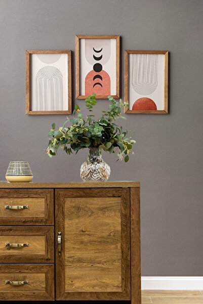 Bohemian and Lunar Stages Table Set, 3-Piece Table with Wooden Frame