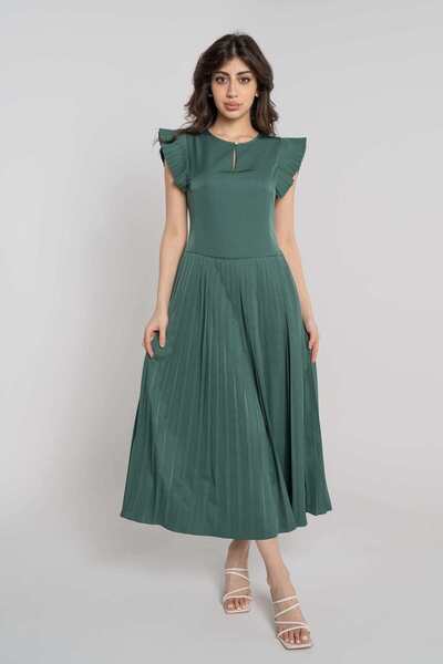 mica Sleeveless Pleated Butterfly Midi Dress